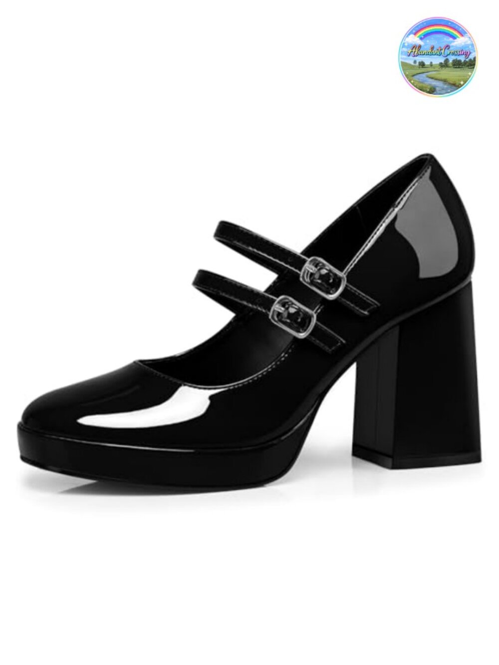 Women's Mary Jane Chunky Heels Faux Leather Closed Toe Pumps